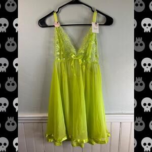 Spree Intimates Neon Lace Babydoll Lingerie Set NWT 1X | Chemise+Matching Panty